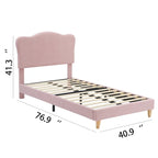 Letto a piattaforma imbottito Sherpa con testiera – Singolo, Rosa/Blu/Beige