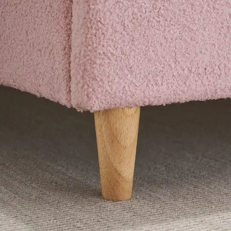 Letto a piattaforma imbottito Sherpa con testiera – Singolo, Rosa/Blu/Beige
