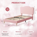 Letto a piattaforma imbottito Sherpa con testiera – Singolo, Rosa/Blu/Beige