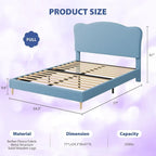 Letto a piattaforma imbottito Sherpa con testiera – Singolo, Rosa/Blu/Beige