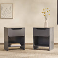 Comodino moderno a 1 cassetto con scomparto aperto, set di 2 (grigio scuro / nero / riviera / verde)