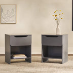 Comodino moderno a 1 cassetto con scomparto aperto, set di 2 (grigio scuro / nero / riviera / verde)