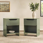 Comodino moderno a 1 cassetto con scomparto aperto, set di 2 (grigio scuro / nero / riviera / verde)