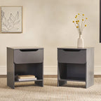 Comodino moderno a 1 cassetto con scomparto aperto, set di 2 (grigio scuro / nero / riviera / verde)