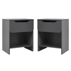 Comodino moderno a 1 cassetto con scomparto aperto, set di 2 (grigio scuro / nero / riviera / verde)
