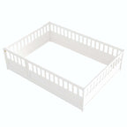 Letto a pavimento in pino bianco/grigio con spondina – Matrimoniale/Singolo, 1 bambino