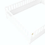 Letto a pavimento in pino bianco/grigio con spondina – Matrimoniale/Singolo, 1 bambino