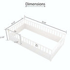 Letto a pavimento in pino bianco/grigio con spondina – Matrimoniale/Singolo, 1 bambino