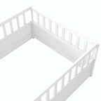 Letto a pavimento in pino bianco/grigio con spondina – Matrimoniale/Singolo, 1 bambino