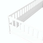 Letto a pavimento in pino bianco/grigio con spondina – Matrimoniale/Singolo, 1 bambino