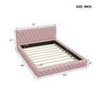 Struttura letto imbottita in velluto trapuntato rosa/bianco – Queen, adatta a 1-2 persone