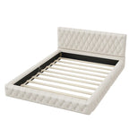 Struttura letto imbottita in velluto trapuntato rosa/bianco – Queen, adatta a 1-2 persone