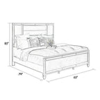 Letto king in velluto argentato capitonné con LED e profili a specchio