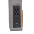 Testiera imbottita grigio/beige con porte di ricarica – Per 1