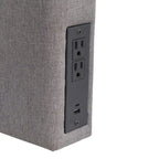 Testiera imbottita grigio/beige con porte di ricarica – Per 1