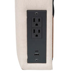 Testiera imbottita grigio/beige con porte di ricarica – Per 1