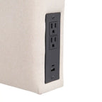 Testiera imbottita grigio/beige con porte di ricarica – Per 1