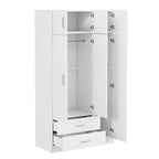 Armadio a 3 ante grigio/bianco con specchio, 2 cassetti e pensile superiore – Per 1 persona