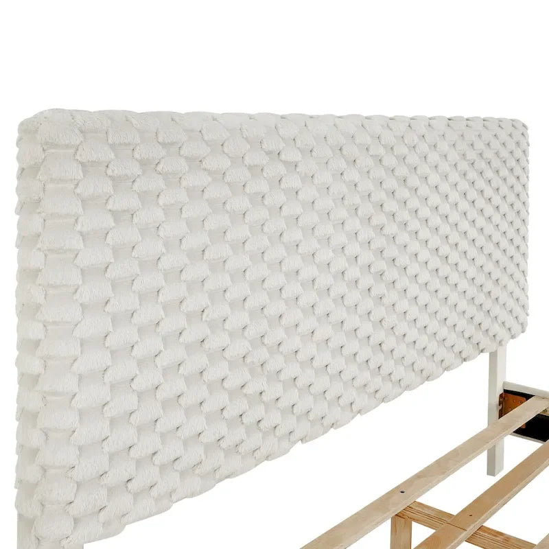 Letto a piattaforma imbottito 3D White Dove Plush – Singolo/Matrimoniale/Queen