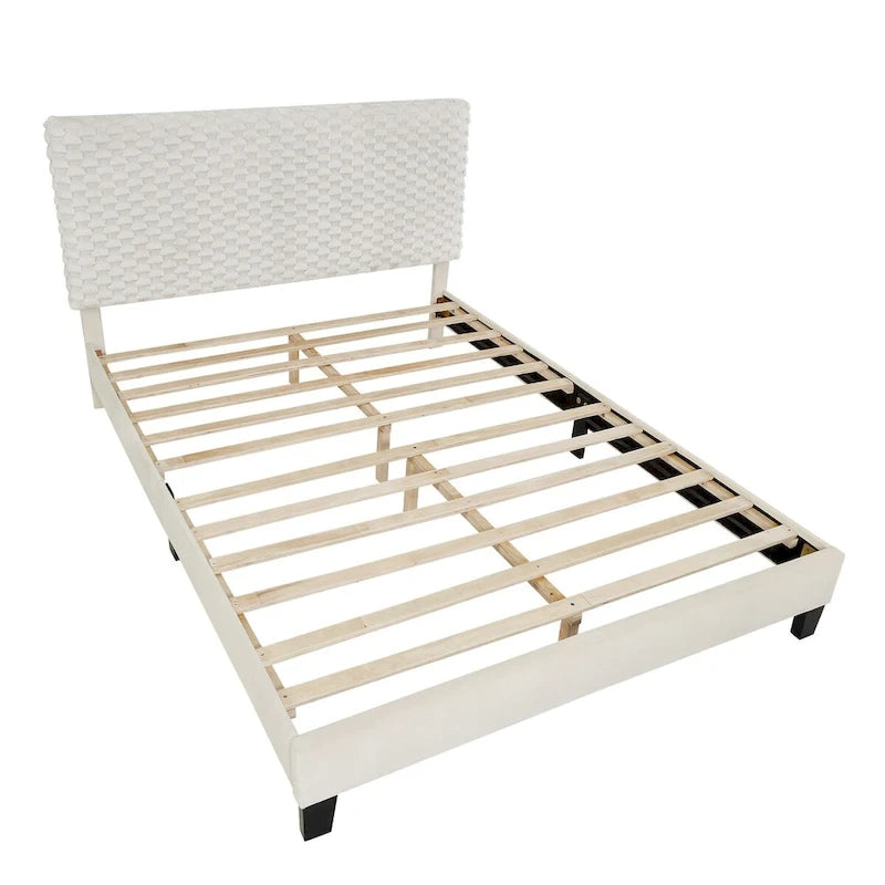 Letto a piattaforma imbottito 3D White Dove Plush – Singolo/Matrimoniale/Queen