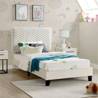 Letto a piattaforma imbottito 3D White Dove Plush – Singolo/Matrimoniale/Queen