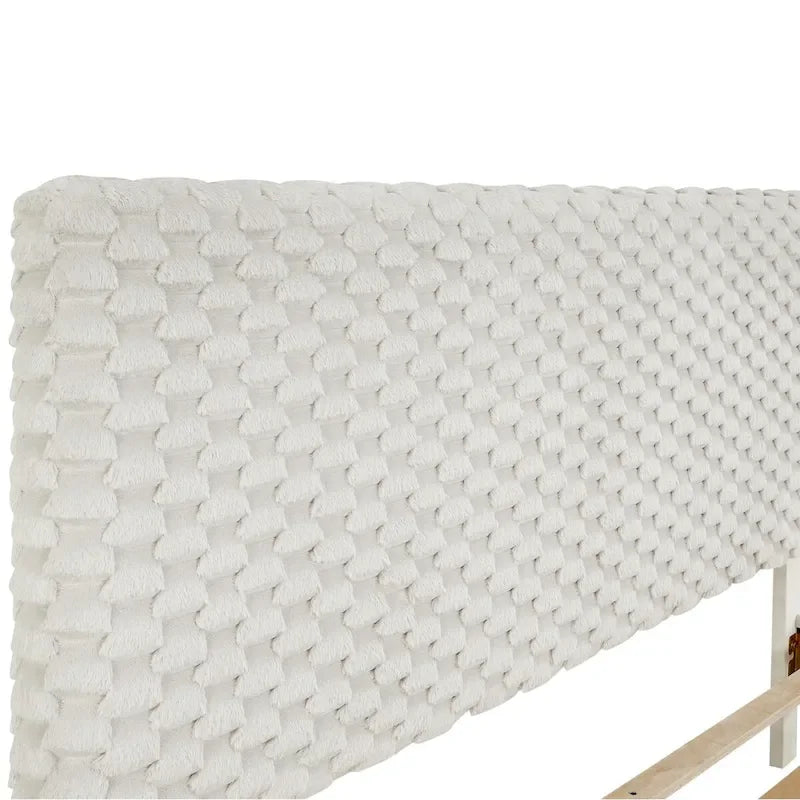 Letto a piattaforma imbottito 3D White Dove Plush – Singolo/Matrimoniale/Queen