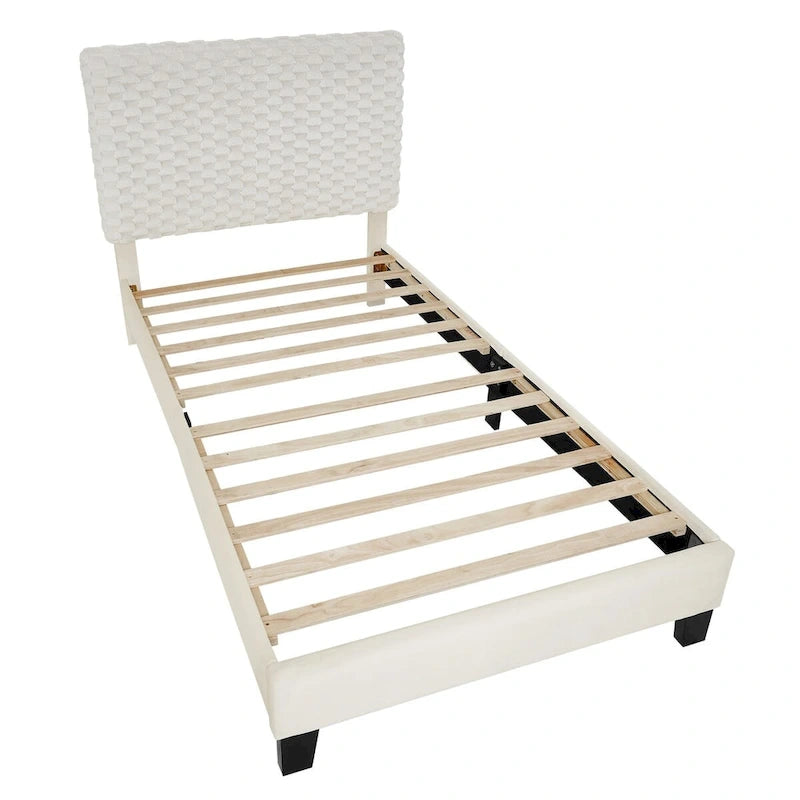 Letto a piattaforma imbottito 3D White Dove Plush – Singolo/Matrimoniale/Queen