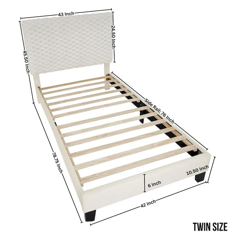 Letto a piattaforma imbottito 3D White Dove Plush – Singolo/Matrimoniale/Queen