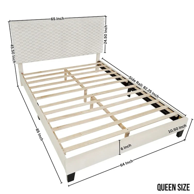Letto a piattaforma imbottito 3D White Dove Plush – Singolo/Matrimoniale/Queen