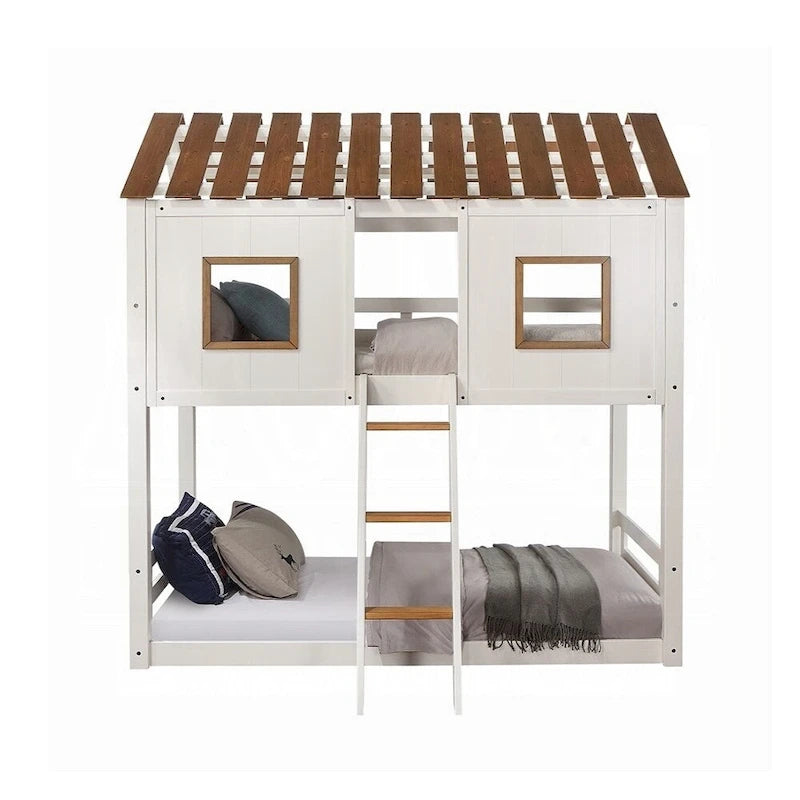 Letto a castello singolo in quercia bianca/rustica – 2 posti letto