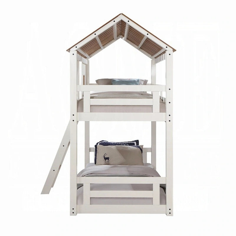 Letto a castello singolo in quercia bianca/rustica – 2 posti letto